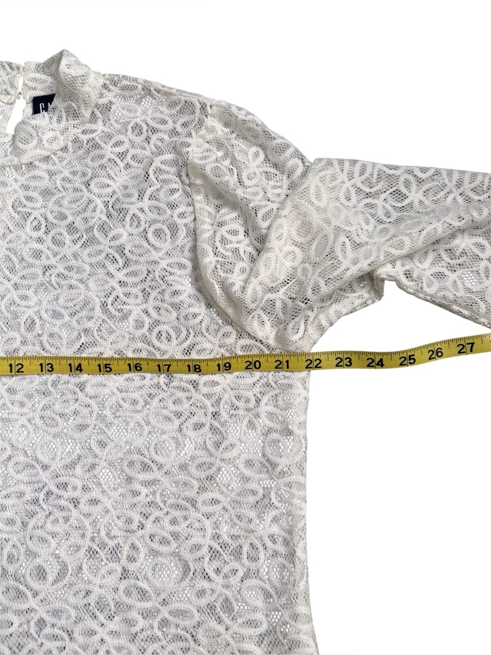 Gap mock turtleneck cream puff sleeve lace top - Picture 8 of 10